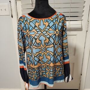 Clover Canyon Blue and Tan Patterned Women's Top